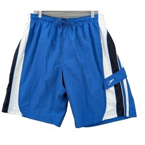 Speedo Swim Trunks Shorts Men's Size XL Drawstring Mesh Lined Blue 100%Polyester